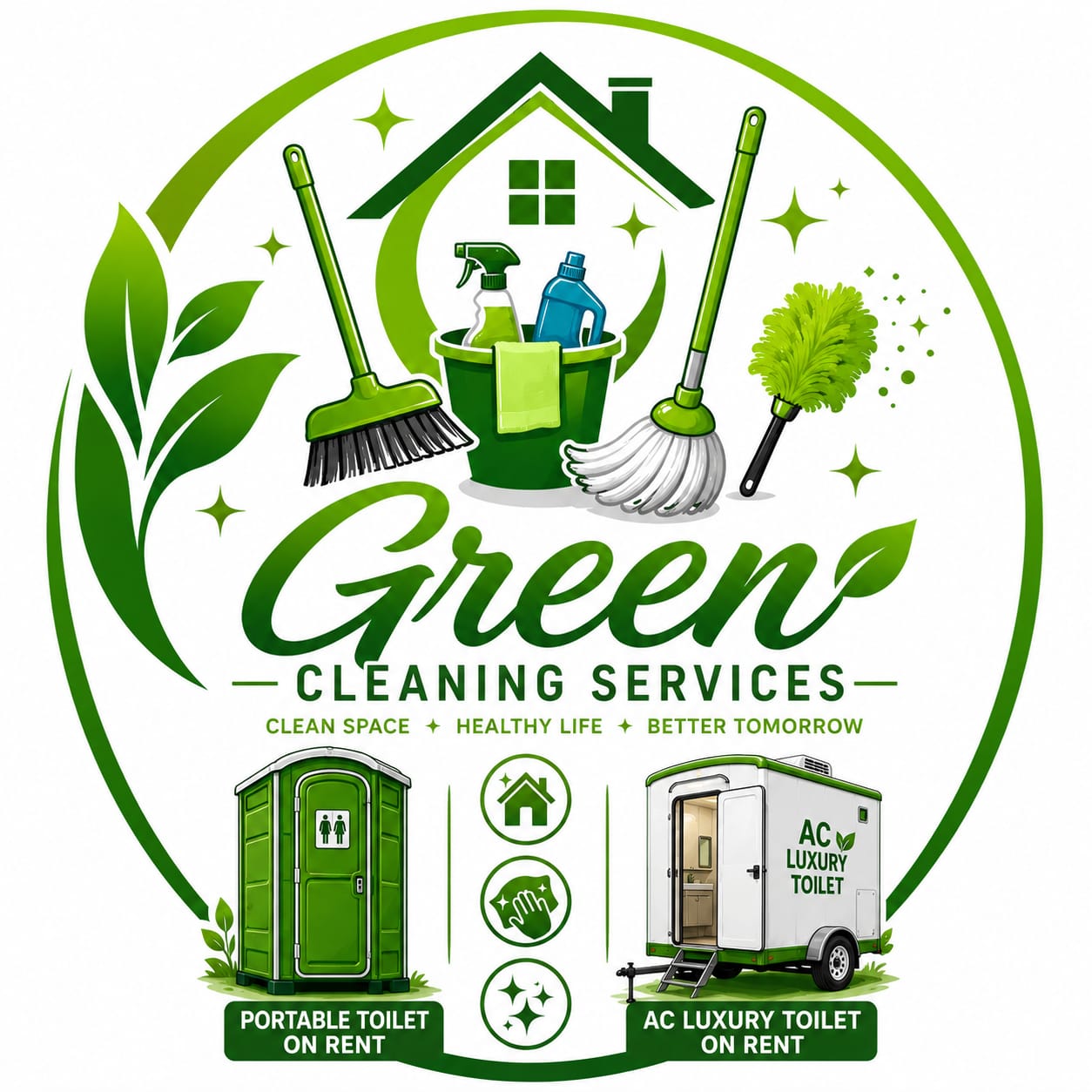 Green Cleaning Services — cleaning, portable toilet and AC luxury toilet rental